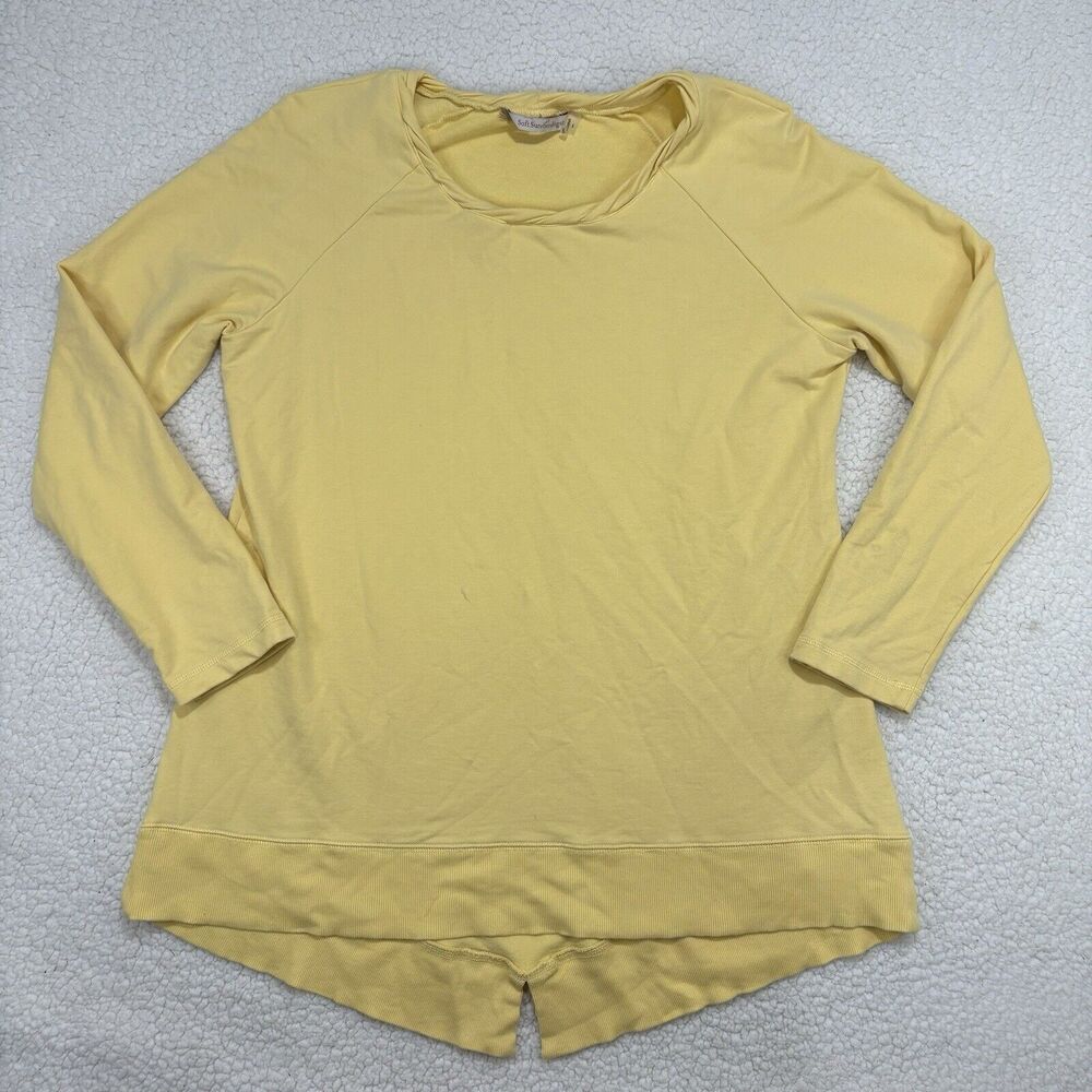 Soft Surroundings Women's Large Long Sleeve Yellow Knit Tunic Sweater Sweatshirt